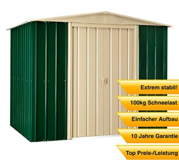 Globel Industries Metall Gerätehaus 8x6 green & cream 234x175x198 cm (BxTxH) 4,1m²  Satteldach