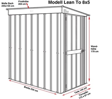 Globel Industries Metallgerätehaus Fahrradunterstand 8x5 Anthrazit 234x144x203 cm (BxTxH) 3,36m² 