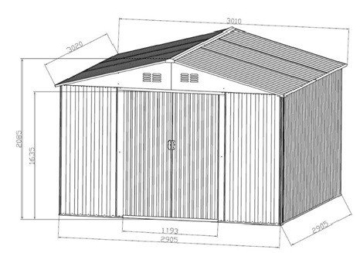 MetallGeräteschuppen 9,09m² aus verzinktem Stahlblech Metall grün von AS-S