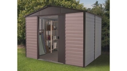 Metallgerätehaus Brandenburg 108 taupe 303x237cm mit Bodenrahm. von YardMaster