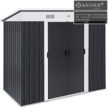 KESSER® - Gerätehaus L Metall 3,4 m³ mit Fundament | 196x122x180 cm Pultdach