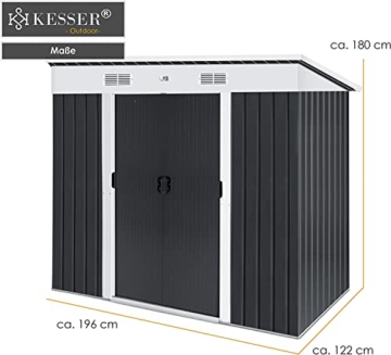 KESSER® - Gerätehaus L Metall 3,4 m³ mit Fundament | 196x122x180 cm Pultdach