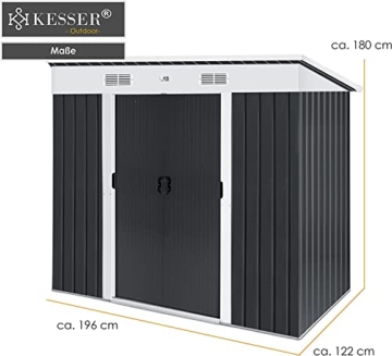 KESSER® - Gerätehaus L Metall 3,4 m³ mit Fundament | 196x122x180 cm Pultdach