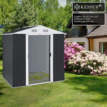 KESSER® - XL Metall Gerätehaus 4,2m³ mit Fundament | 210x132x186 cm| Satteldachdach 