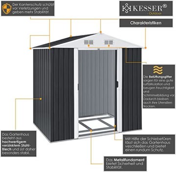 KESSER® - XL Metall Gerätehaus 4,2m³ mit Fundament | 210x132x186 cm| Satteldachdach 