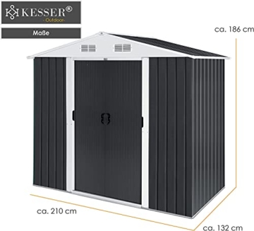 KESSER® - XL Metall Gerätehaus 4,2m³ mit Fundament | 210x132x186 cm| Satteldachdach 